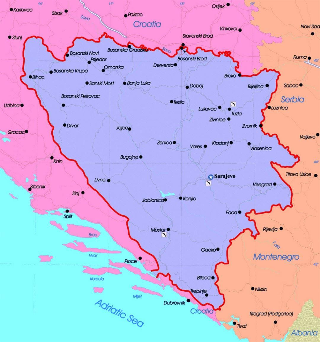 Bósnia e Herzegovina mapa político