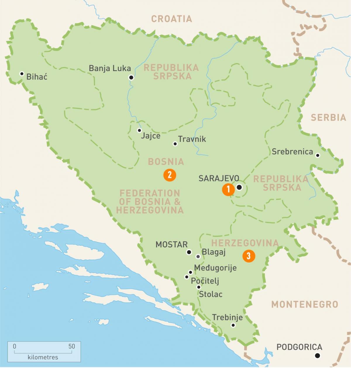 Mapa de sarajevo, Bósnia