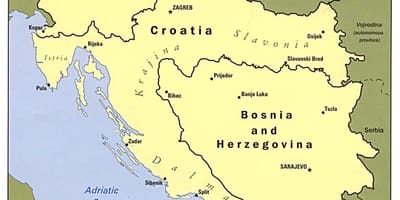 Mapa da Bósnia e Herzegovina e países vizinhos