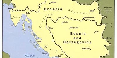 Mapa da Bósnia e Herzegovina e países vizinhos