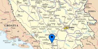 Mapa da cidade de mostar na Bósnia-Herzegovina